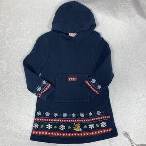 Disney store vintage Winnie the Pooh snowflake navy blue sweatshirt hooded 6/6x